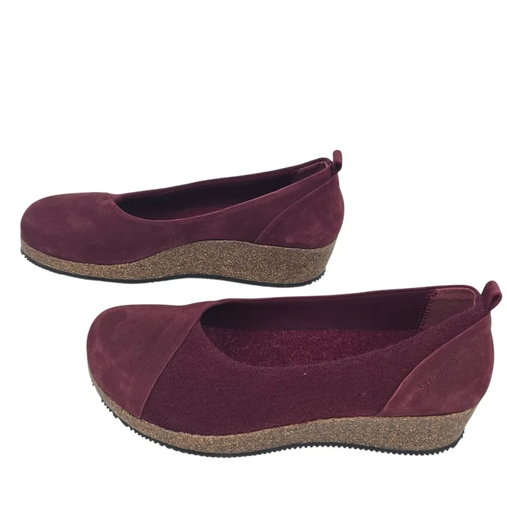 Women’s Burgundy Wedge Flats - Comfortable Everyday Style